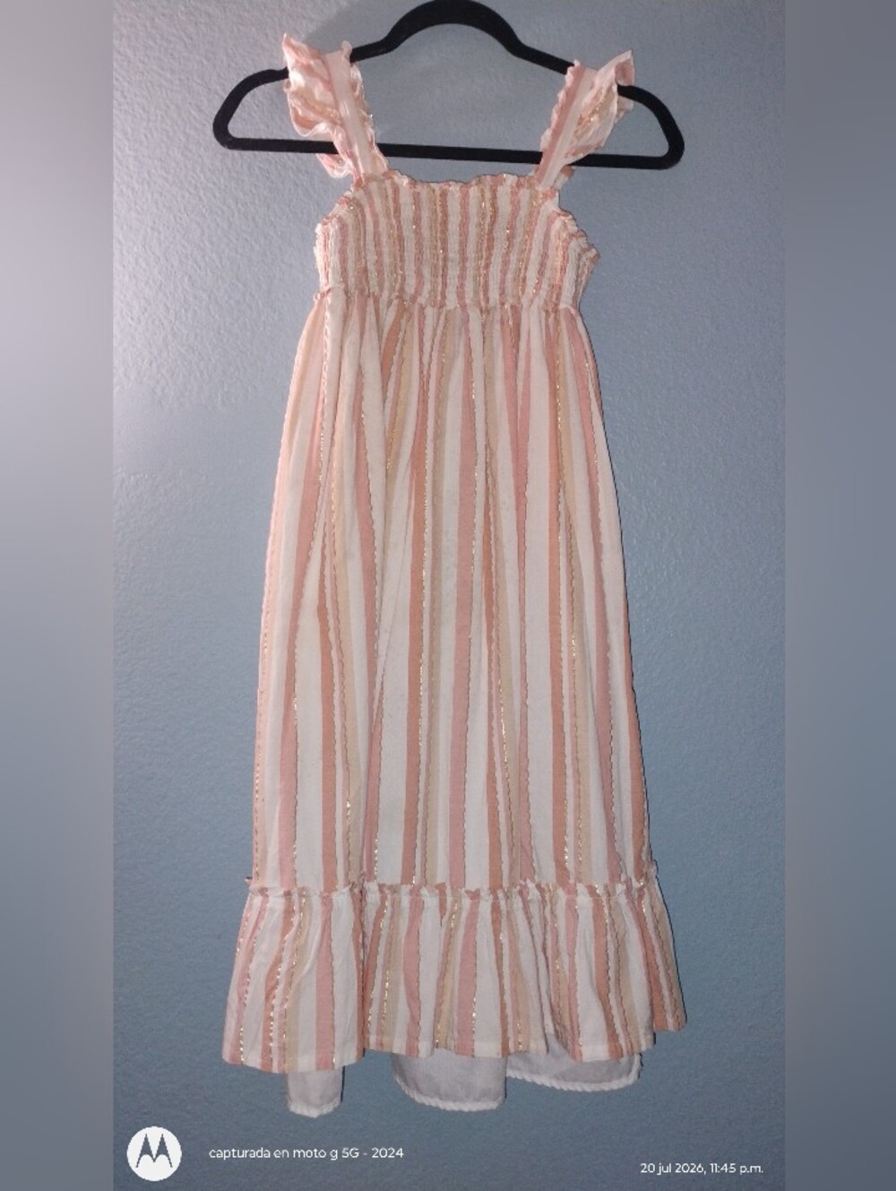 Haute Hippie Pink, Cream and Gold Striped Girls Dress